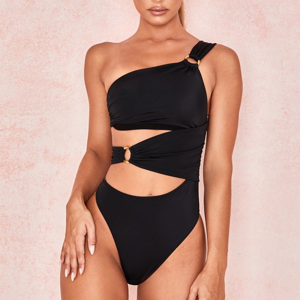 House of CB DIONE BLACK CUT OUT ONE PIECE SWIMSUIT
